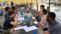 Columbia-Bassett Program participants share a meal at the Blue Mingo Diner in Cooperstown, New York.
